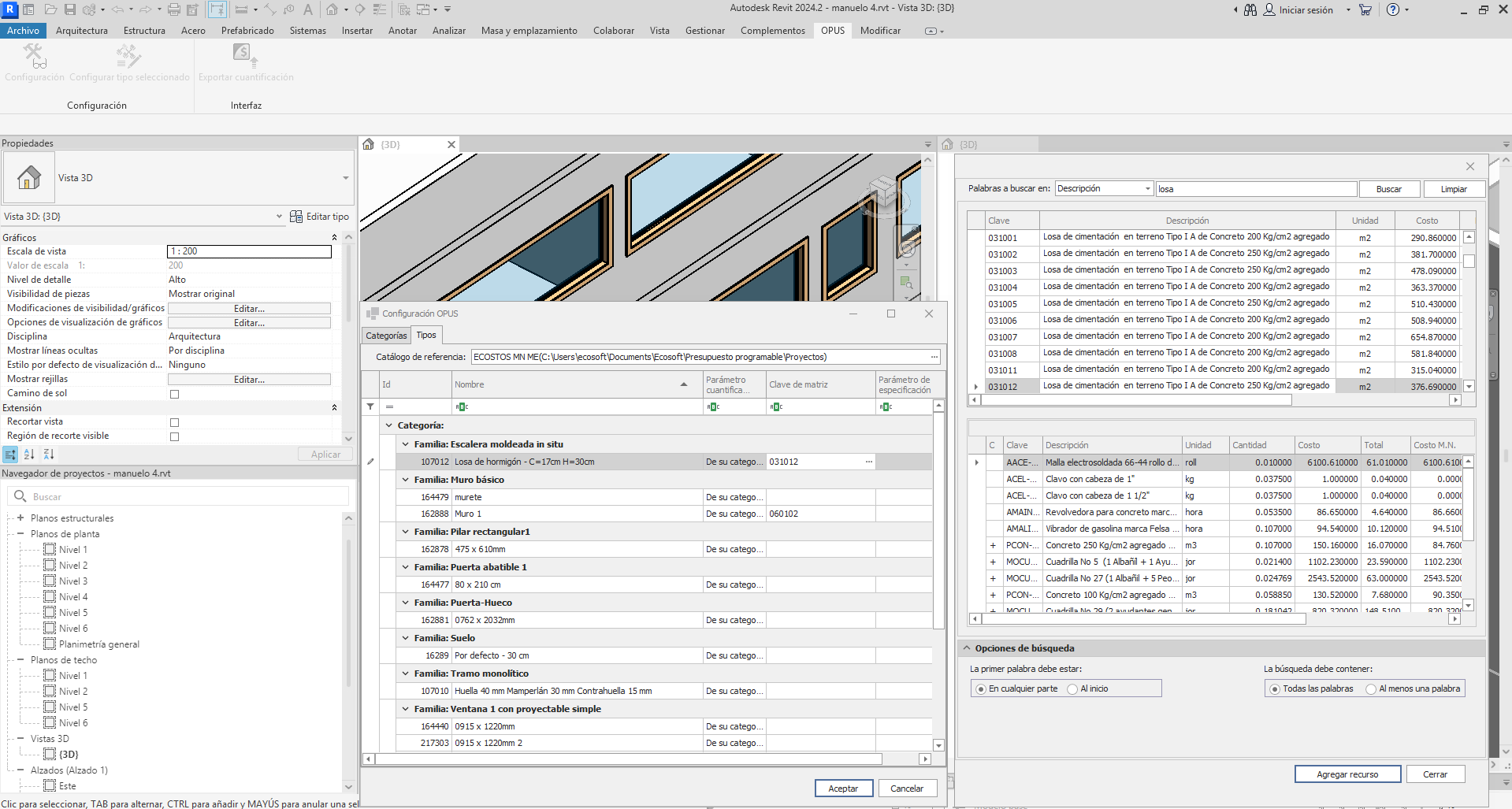 Enlace de conceptos BIM con elementos constructivos